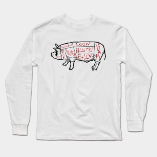 Pig Pork Cut Butcher Chart Long Sleeve T-Shirt